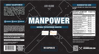 Axe & Sledge Supplements Manpower source label used in the packaging illustration