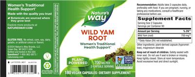 Nature's Way Wild Yam Root 700 mg product packaging