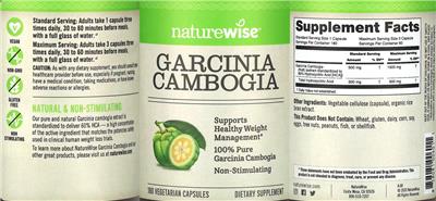NatureWise Garcinia Cambogia source label used in the packaging illustration