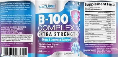 Built By Nature B-100 Complex Extra Strength source label used in the packaging illustration