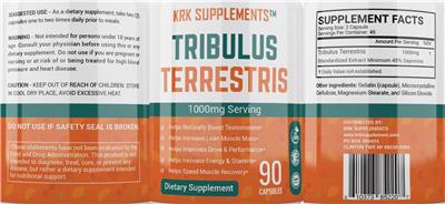 KRK Supplements Tribulus terrestris 1000 mg source label used in the packaging illustration