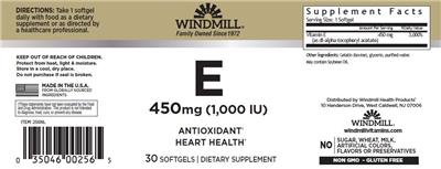 Windmill Vitamin E 450 mg (1000 IU) product packaging