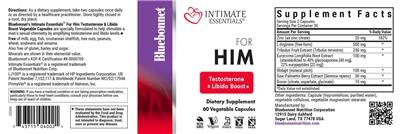 Bluebonnet Intimate Essentials For Him Testosterone & Libido Boost source label used in the packaging illustration