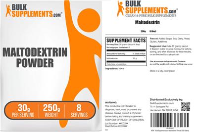 BulkSupplements.com Maltodextrin Powder 30 g product packaging