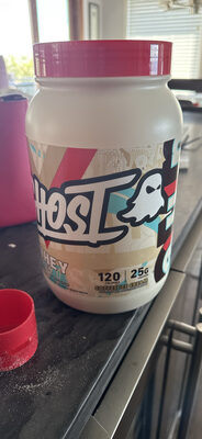 GHOST Whey Protein Coffee Ice Cream source label used in the packaging illustration