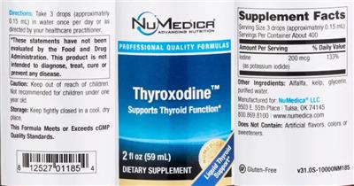 NuMedica Thyroxodine source label used in the packaging illustration