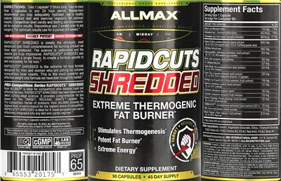 ALLMAX Rapidcuts Shredded source label used in the packaging illustration