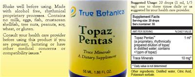 True Botanica Topaz Pentas source label used in the packaging illustration