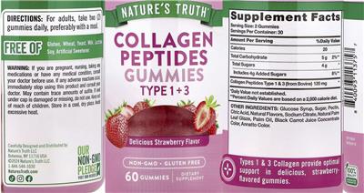 Nature's Truth Collagen Peptides Gummies Delicious Strawberry Flavor source label used in the packaging illustration