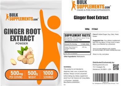 BulkSupplements.com Ginger Root Extract Powder 500 mg product packaging
