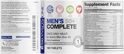 Bronson ONE Men's 50+ Complete source label used in the packaging illustration
