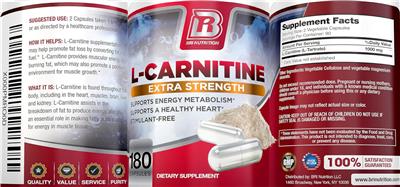 BRI Nutrition L-Carnitine Extra Strength source label used in the packaging illustration