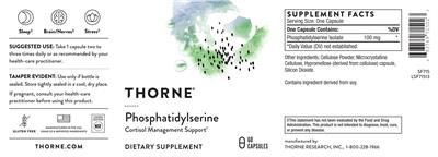Thorne Phosphatidylserine source label used in the packaging illustration