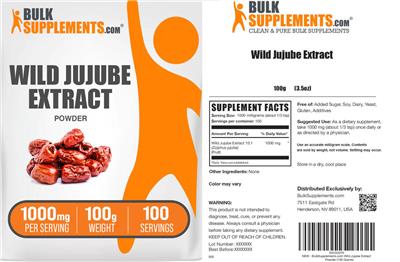 BulkSupplements.com Wild Jujube Extract Powder 1000 mg product packaging