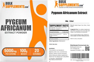 BulkSupplements.com Pygeum Africanum Extract Powder 5000 mg product packaging