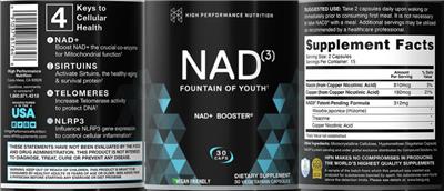 High Performance Nutrition NAD(3) Fountain of Youth product packaging