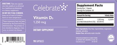 Celebrate Vitamin D3 1250 mcg source label used in the packaging illustration