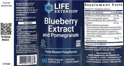 Life Extension Blueberry Extract with Pomegranate source label used in the packaging illustration