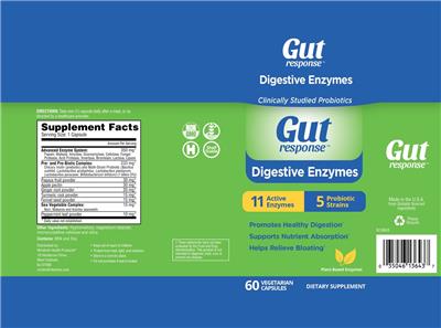 Gut Response Digestive Enzymes source label used in the packaging illustration