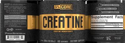 5% Core Creatine source label used in the packaging illustration
