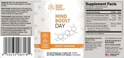 Simple Smart Science Mind Boost Day source label used in the packaging illustration