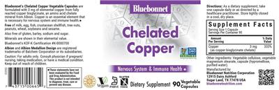 Bluebonnet Chelated Copper source label used in the packaging illustration