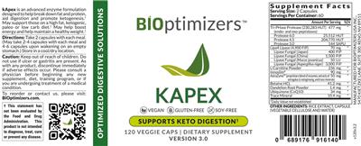 BiOptimizers kApex source label used in the packaging illustration