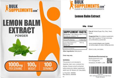 BulkSupplements.com Lemon Balm Extract Powder 1000 mg product packaging