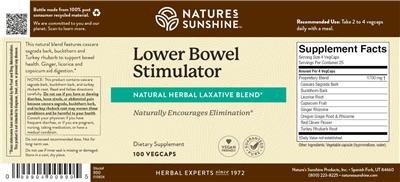 Nature's Sunshine Lower Bowel Stimulator source label used in the packaging illustration