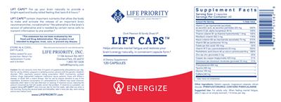 Life Priority Lift Caps source label used in the packaging illustration