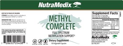 NutraMedix Methyl Complete source label used in the packaging illustration