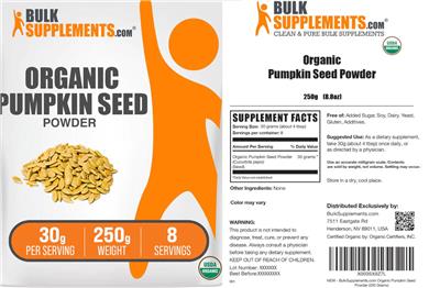 BulkSupplements.com Organic Pumpkin Seed Powder 30 g product packaging