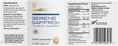 Xtendlife Serene Saffron product packaging