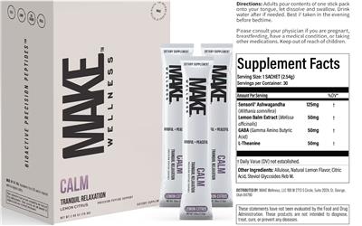 MAKE Wellness Calm Lemon Citrus source label used in the packaging illustration