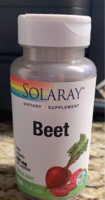 Solaray Beet 605 mg source label used in the packaging illustration