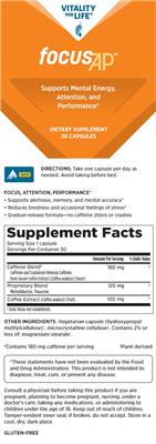 Vitality For Life Focus AP source label used in the packaging illustration
