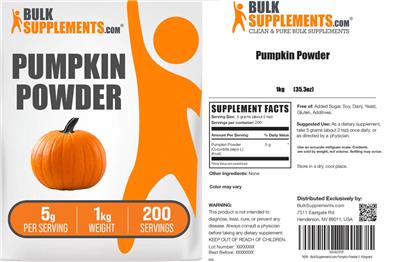 BulkSupplements.com Pumpkin Powder 5 g product packaging