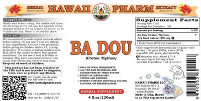 Hawaii Pharm Ba Dou source label used in the packaging illustration