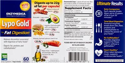 Enzymedica Lypo Gold source label used in the packaging illustration