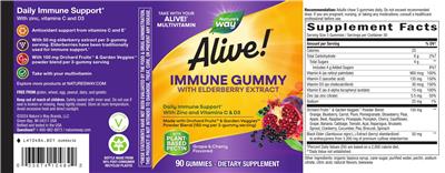 Nature's Way Alive! Immune with Elderberry source label used in the packaging illustration