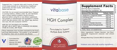 Vitabase HGH Complex source label used in the packaging illustration