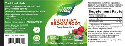 Nature's Way Butcher's Broom Root 720 mg product packaging