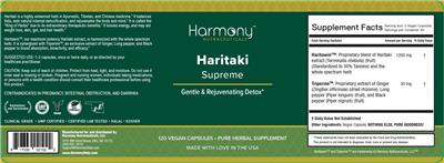 Harmony Nutraceuticals Haritaki Supreme source label used in the packaging illustration