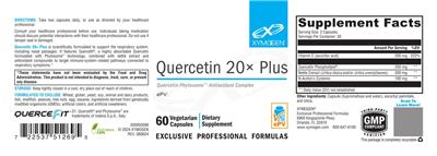 XYMOGEN Quercetin 20x Plus source label used in the packaging illustration