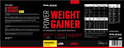 Body Attack Sports Nutrition Power Weight Gainer Banana Flavour product packaging