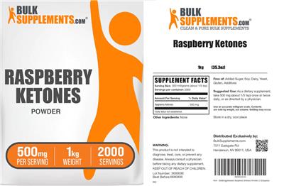 BulkSupplements.com Raspberry Ketones Powder 500 mg product packaging
