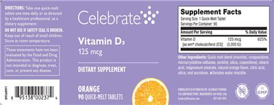 Celebrate Vitamin D3 125 mcg Orange source label used in the packaging illustration