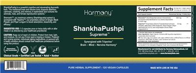 Harmony Nutraceuticals ShankhaPushpi Supreme source label used in the packaging illustration