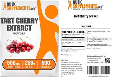 BulkSupplements.com Tart Cherry Extract Powder 500 mg product packaging