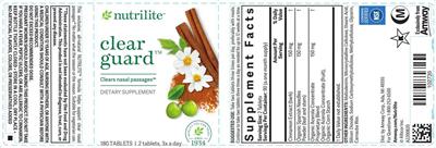 Nutrilite ClearGuard source label used in the packaging illustration